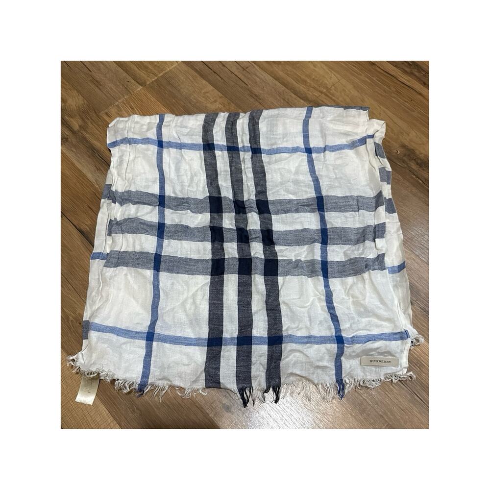 Burberry Lightweight Giant Check Blue White Scarf